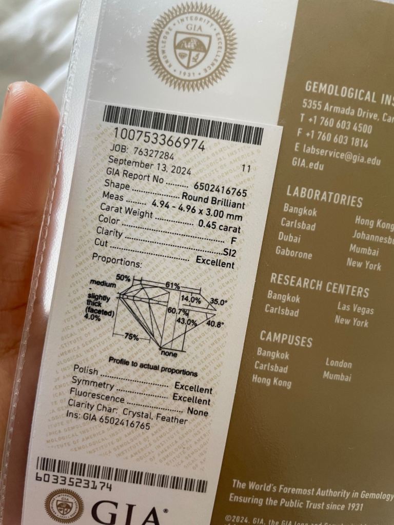 Size F Ernest Jones GIA Certified Diamond Engagement & Wedding Ring Set