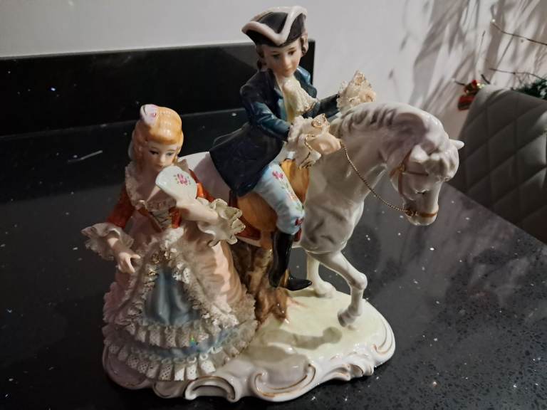  Vintage Man on horse with female beside 