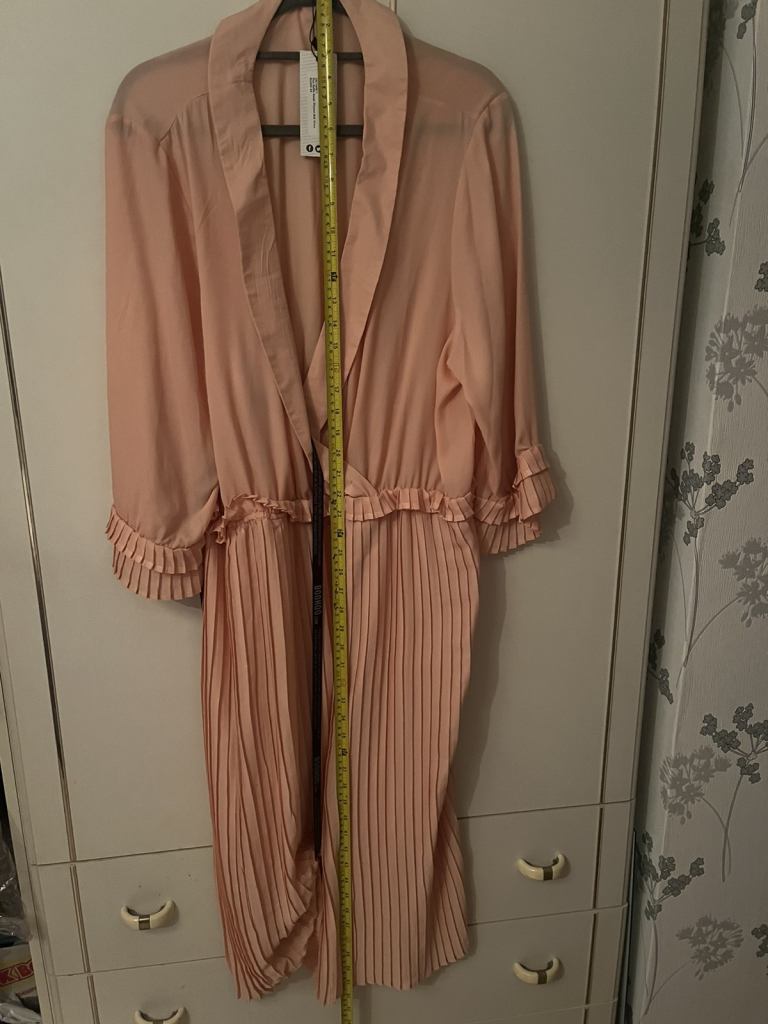 UK24 BOOHOO CN1144 911 plus ruffle pleated midi Dress BLUSH-24 NEW 