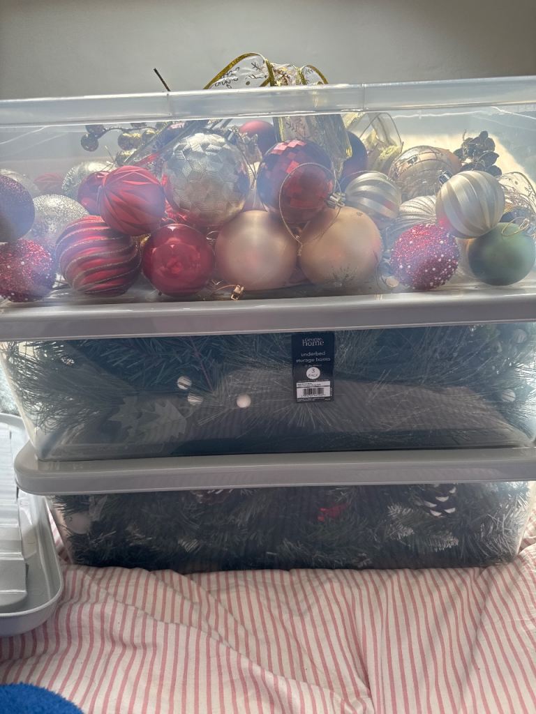 Christmas Decorations Bundle - Baubles, Ribbons, Wreath, Pinecones