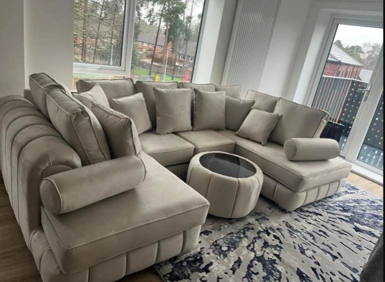 🔥 Luxury U Shape Corner Sofa Grey | Large Family Sofa | Full Back Cushions | Free UK Delivery 🔥