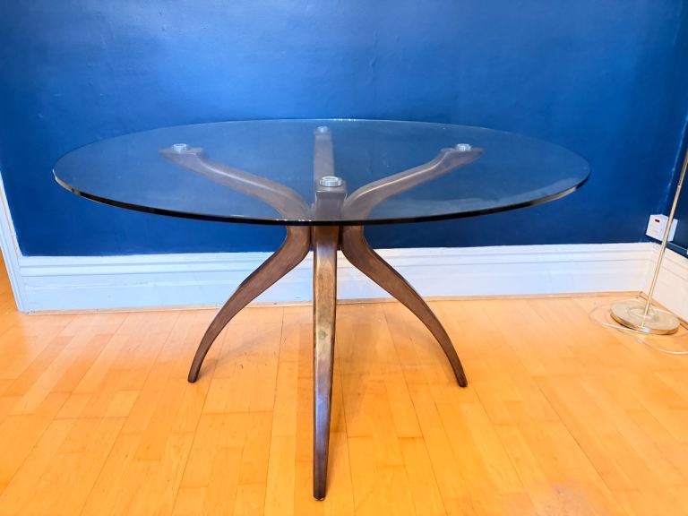 image for Glass and wooden dining table for sale