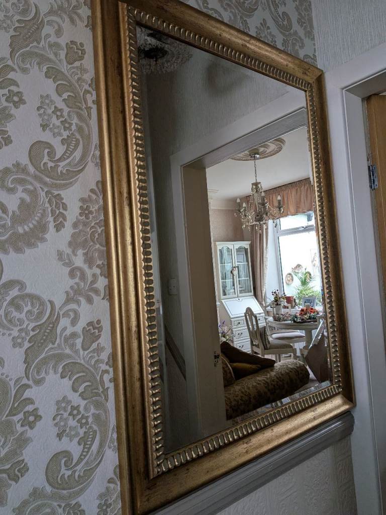 Large Gold Framed Wall Mirror – Good Condition