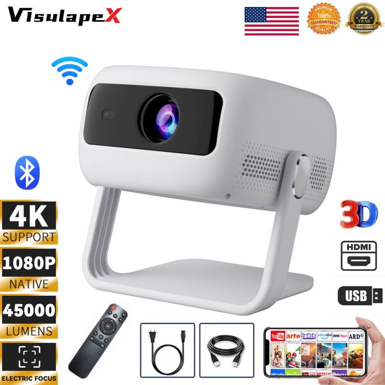 4K Projector 18000LMS 1080P 3D 5G WiFi Bluetooth Video Home Theater 230" Display