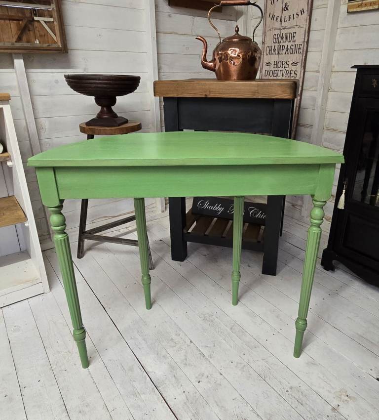 Vintage Half Moon Painted Console Table With Secret Drawer