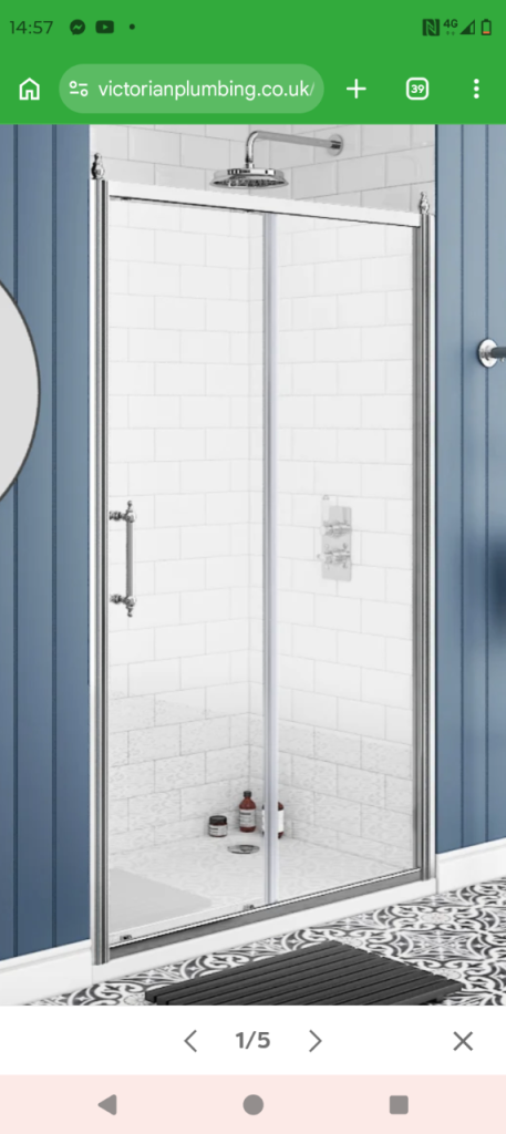 1200 wide sliding shower Door and Shower Tray 