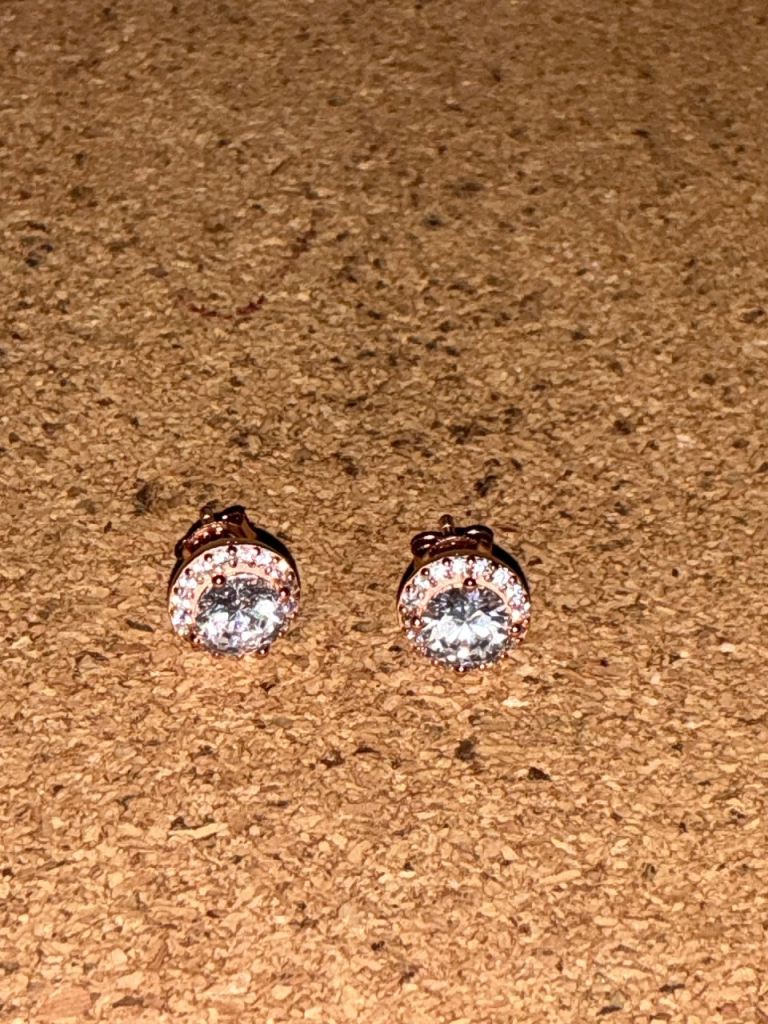 Rose Gold plated diamond earrings in sterling silver 