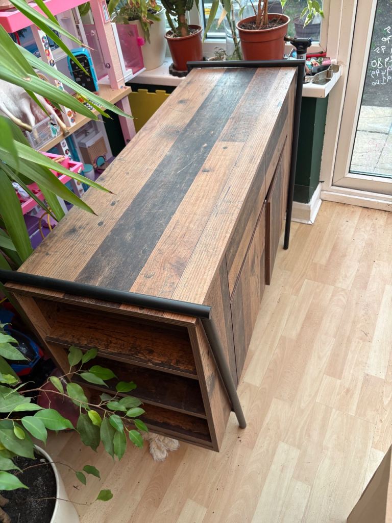 Wooden Sideboard with Drawers and Shelves – Good Condition