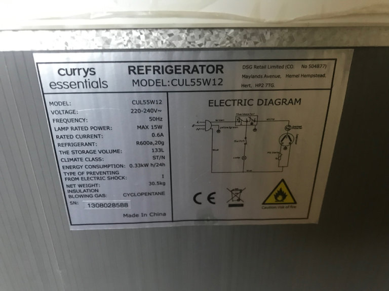 Under-counter Fridge, white, faulty