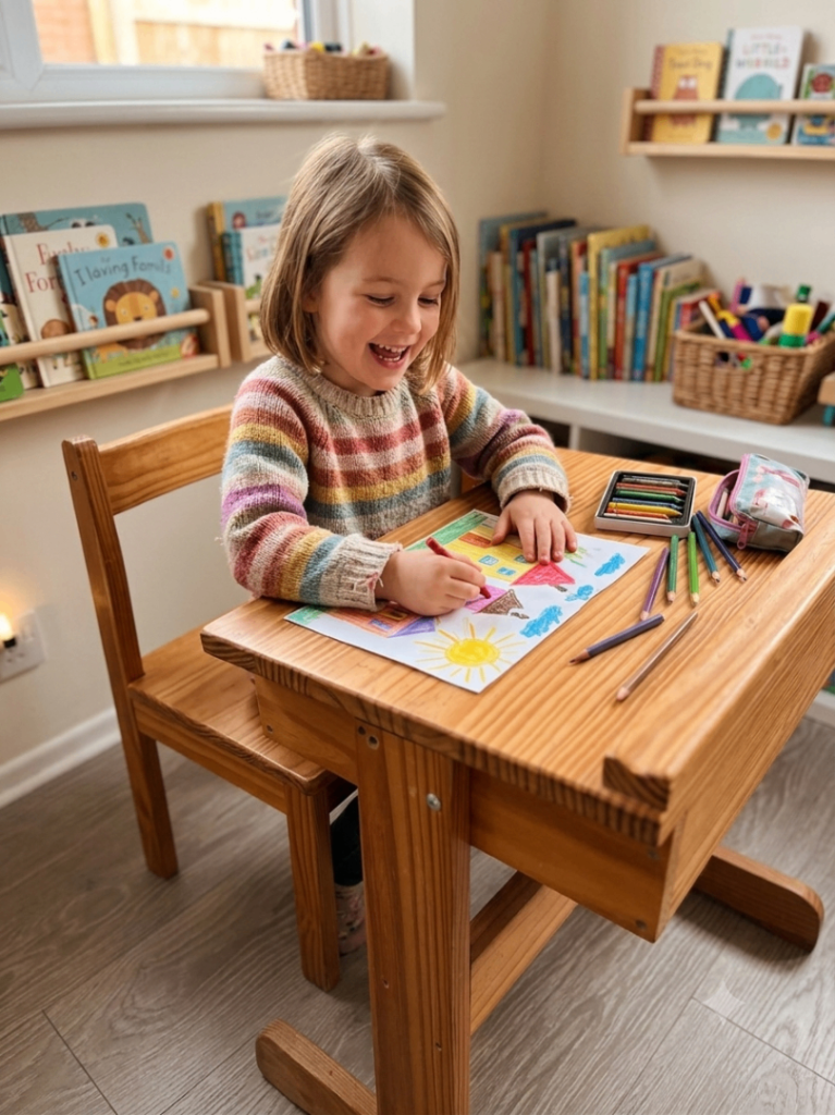 Solid Wood Children's Lift-Top Desk - Vintage Style Student Table