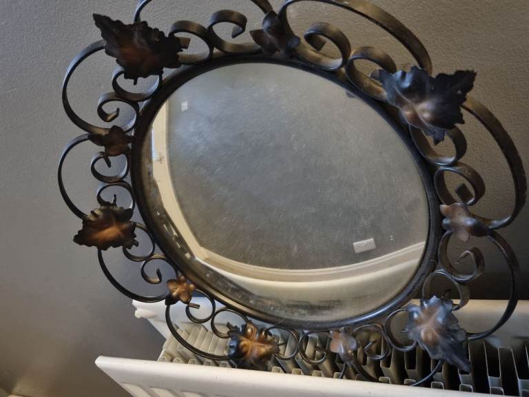 Vintage Wrought Iron Framed convex Mirror