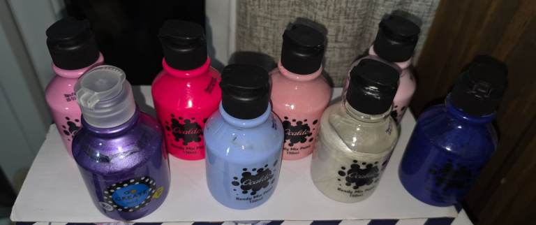 Paint, Glitter Paint, Glitter glue and a Glitter shaker