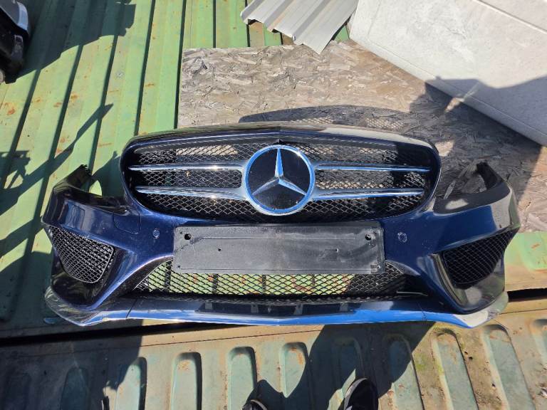 Mercedes C Class W205 AMG Front Bumper  Sensors pedestrian Blue Breaking Parts