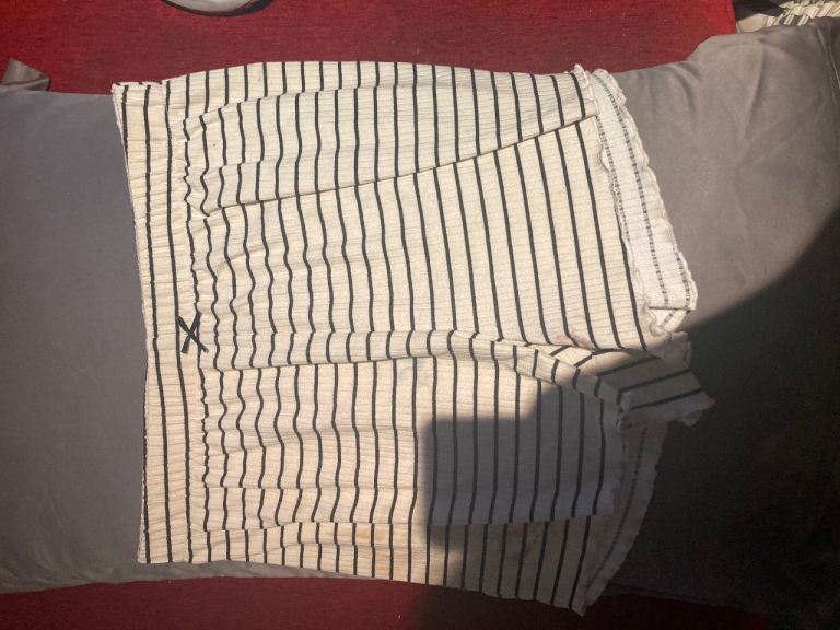 White Pinstripe Shorts – Good Condition