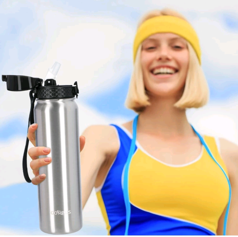 GOPPUS Stainless Steel Water Bottle with Straw 1 Litre brand new.