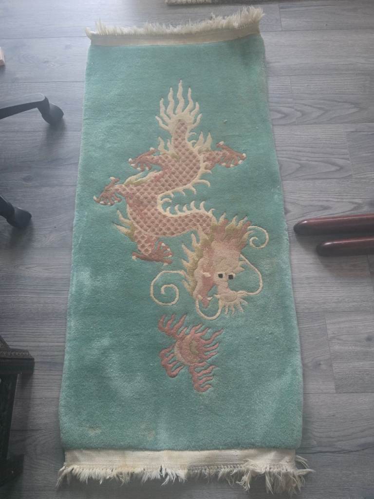 Vintage handmade Chinese wool rug runner x2