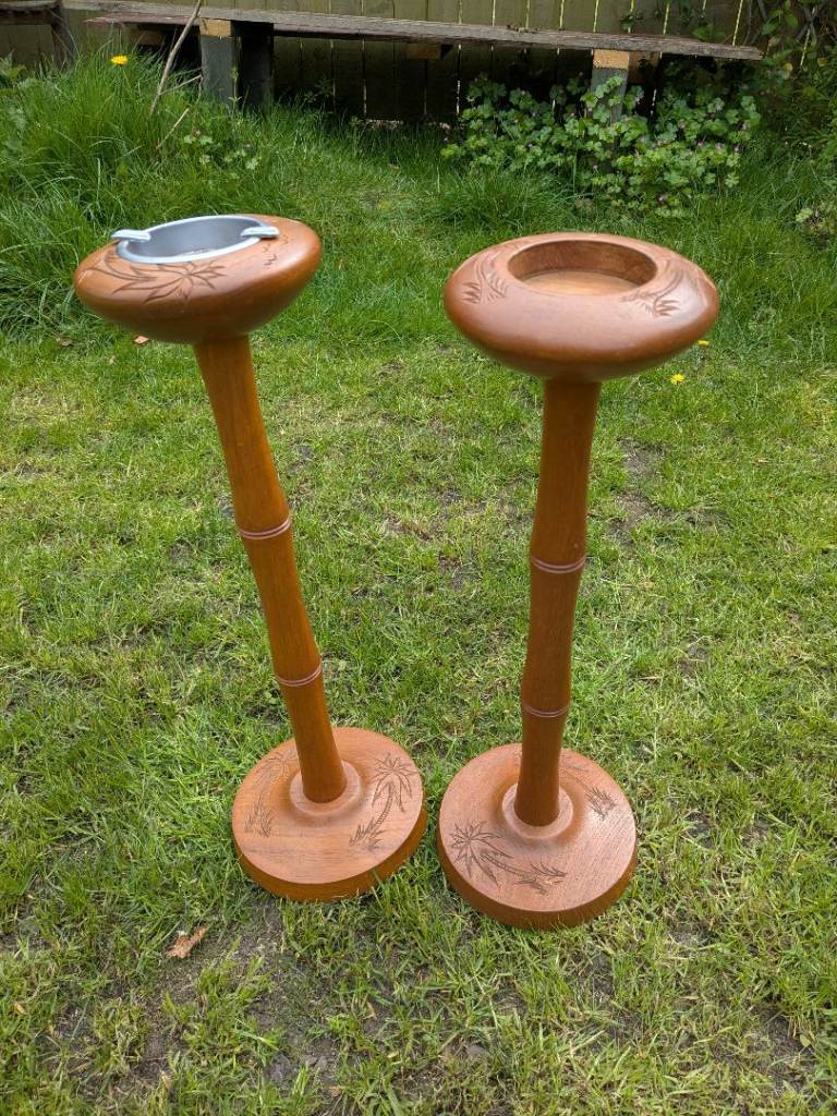 Two vintage standing wooden ashtrays £15 each 