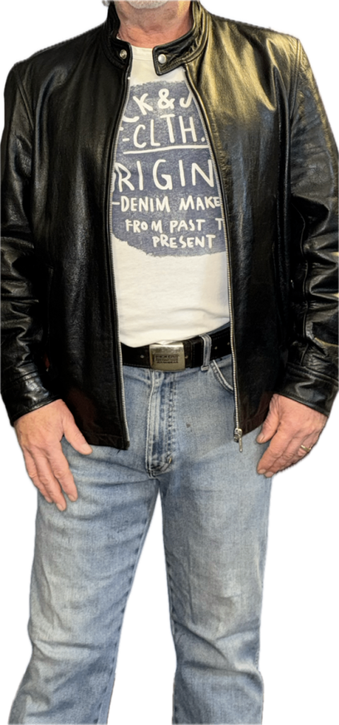 Men's Moto café racer motorcycle leather jacket black (MED)