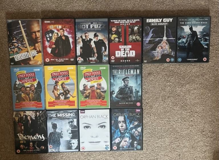 Only Fools and Horses, Orphan Black, Demons, Doctor Who, Family Guy, Rifleman etc DVD's