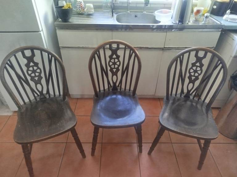 3 x Vintage Wheelback chairs