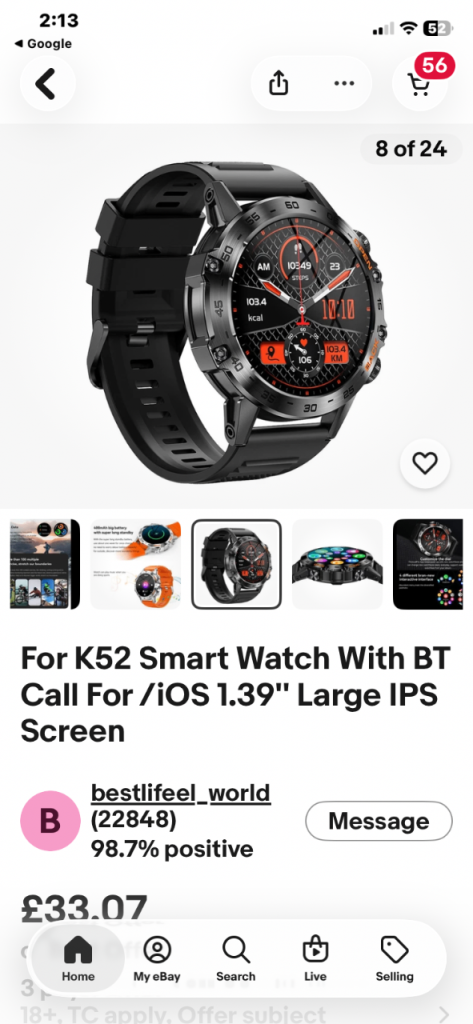 For K52 Smart Watch With BT Call For /iOS 1.39'' Large IPS Screen