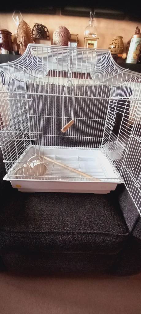 Like New White Bird Cage With Accessories