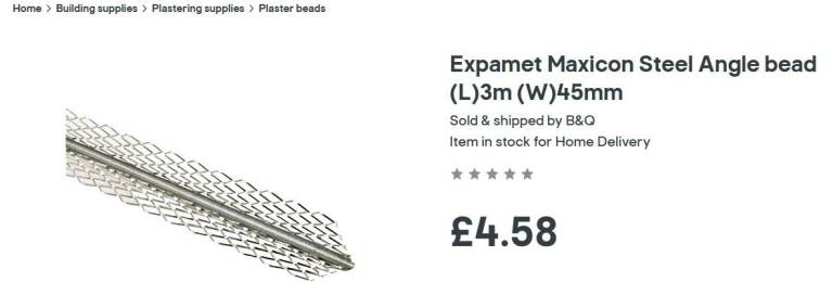 image for Metal mesh plastering / render angle corner beading 8 full lengths