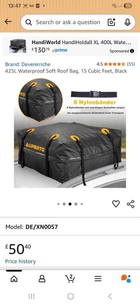 Car roof bag 