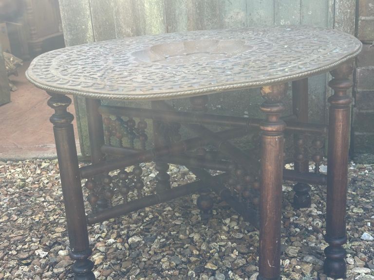 Antique Style Carved Folding Coffee Table