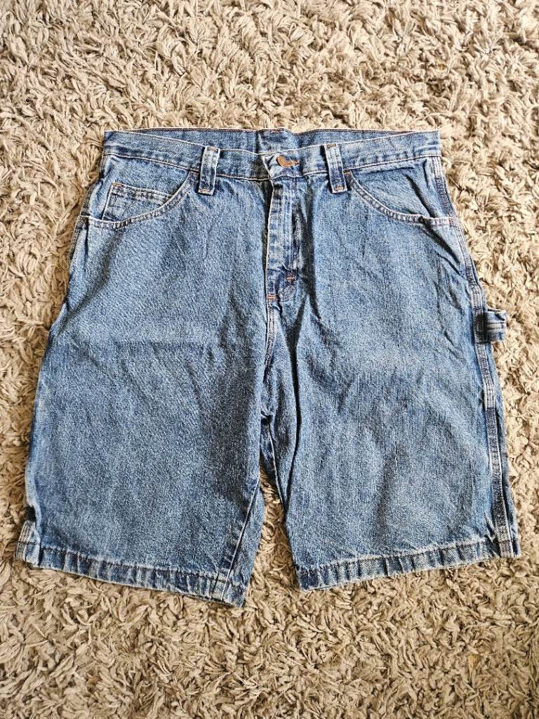 Wrangler Blue Denim Carpenter Shorts - Size 16 (W34)
