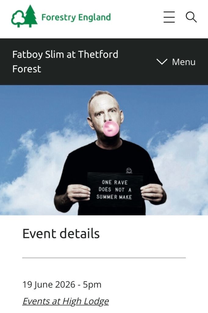 Fatboy Slim Thetford Forest Ticket – 19th June 2026