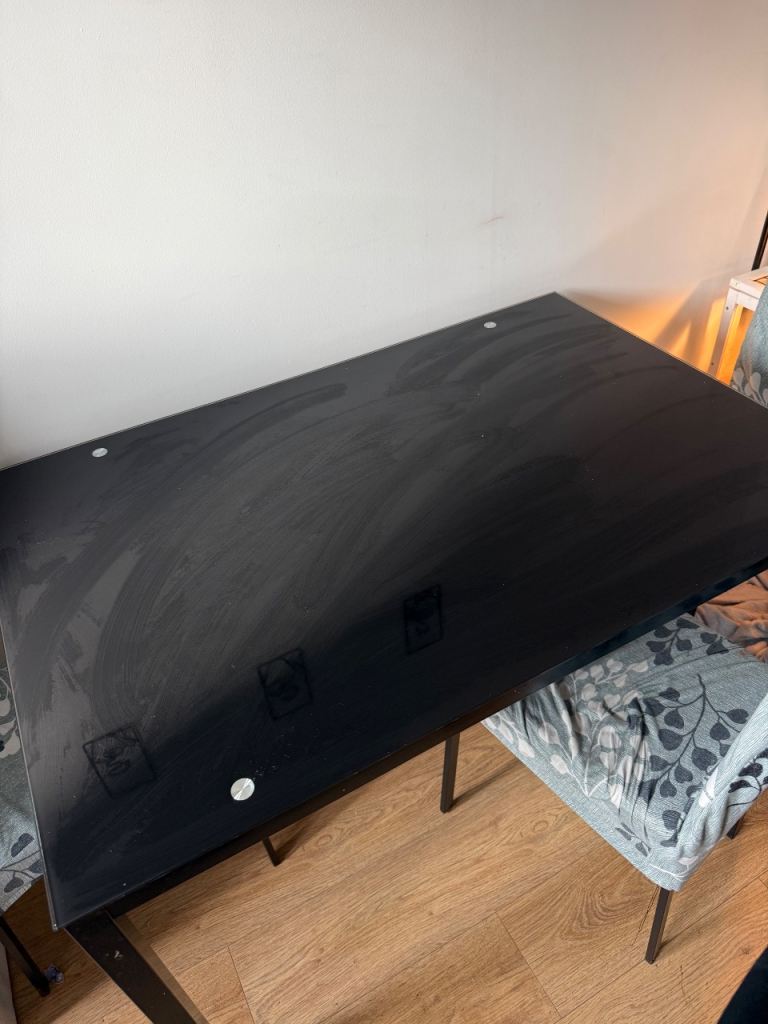 Black glass dining table 