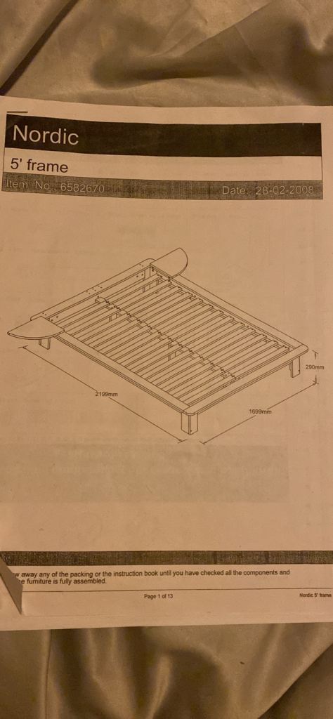 image for Solid wooden king size bed frame