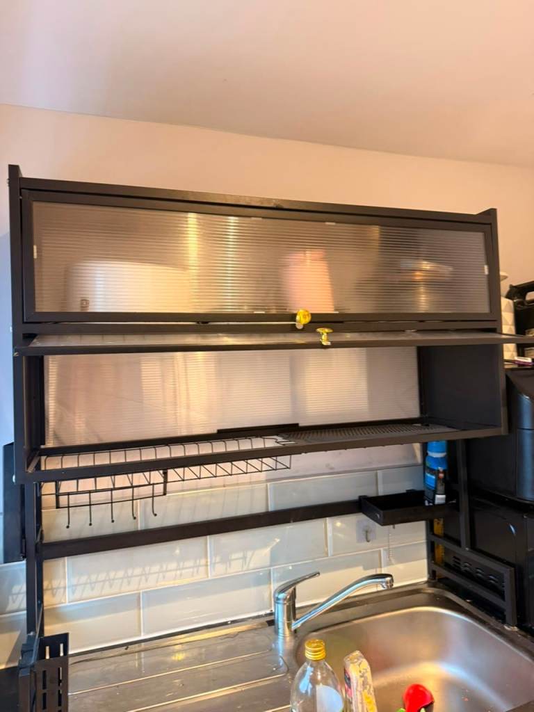 Double decker kitchen storage shelf and dish rack