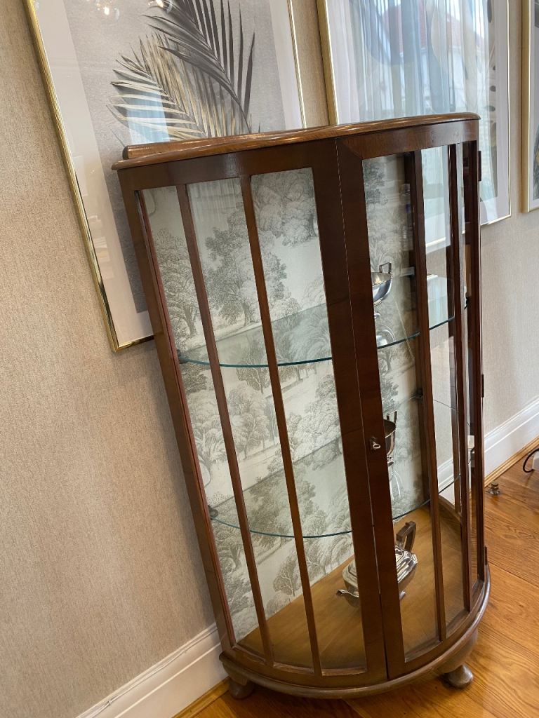 Lovely Wooden Display Cabinet with Glass Shelves – Good Condition