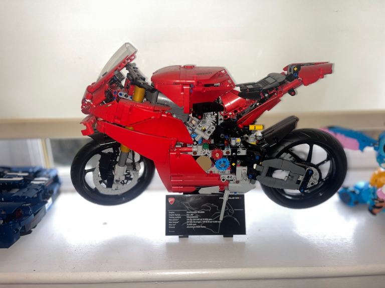 Lego Ducati motorbike and Lego Ford GT car