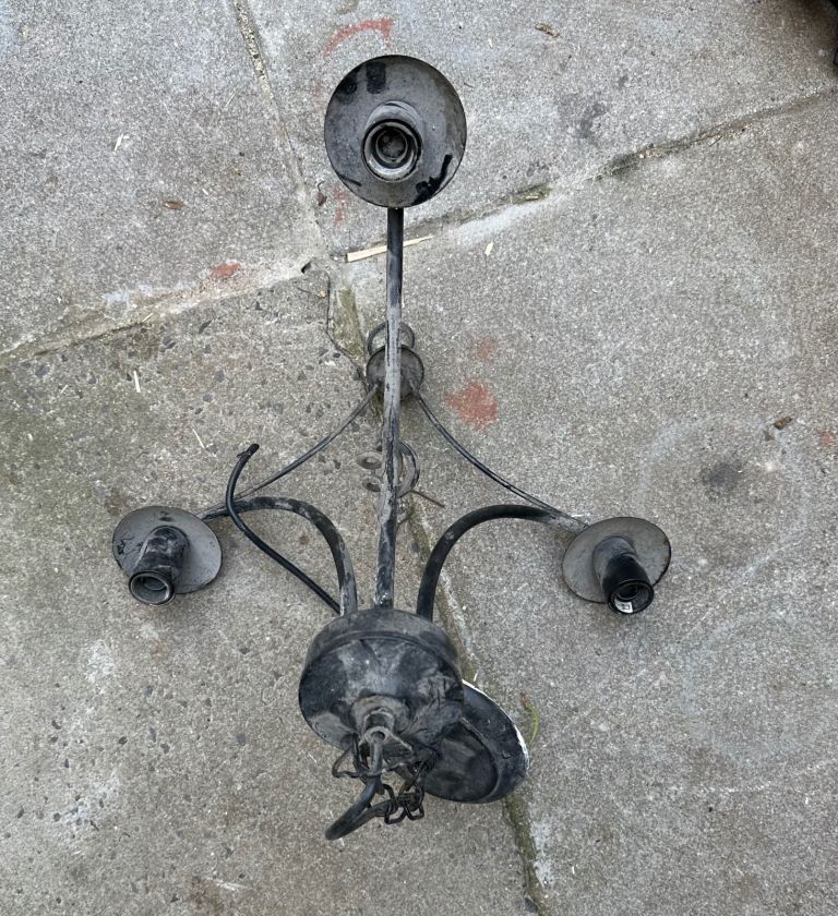 image for Traditional 3 Way black Chandelier Ceiling Light Fitting Twisted Design LED Bulbs