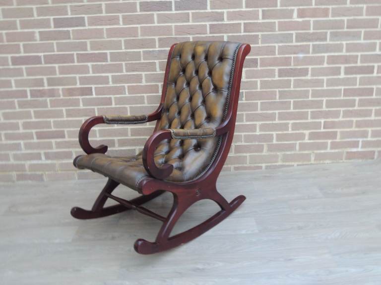 Whiskey Brown Chesterfield Rocking Chair (UK Delivery)