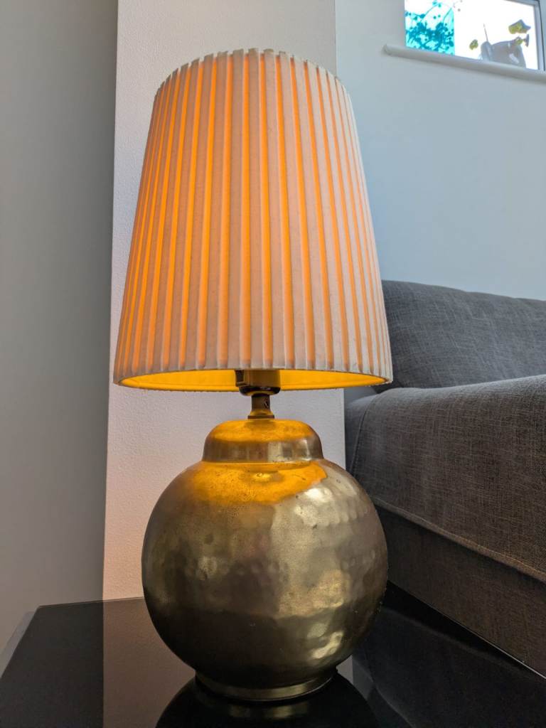 Hammered Brass Lamp Base with Shade