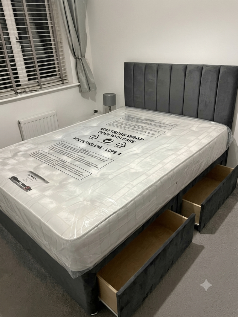 FREE HOME DELIVERY --DIVAN 4FT6 Double bed + Mattress (Opt DRAWER ) - BRAND NEW ---- C O D