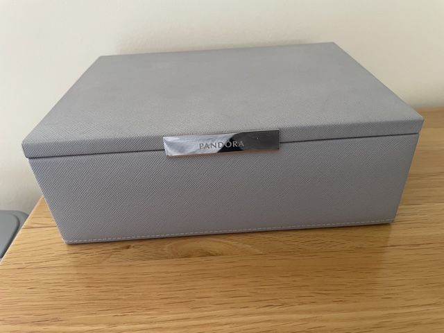 Pandora Faux Leather Jewellery Box Mirror Bracelet Charm Storage Liftout Tray