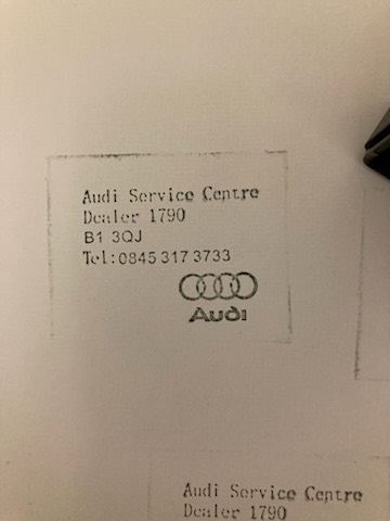 Genuine Glasgow Audi Service Stamp