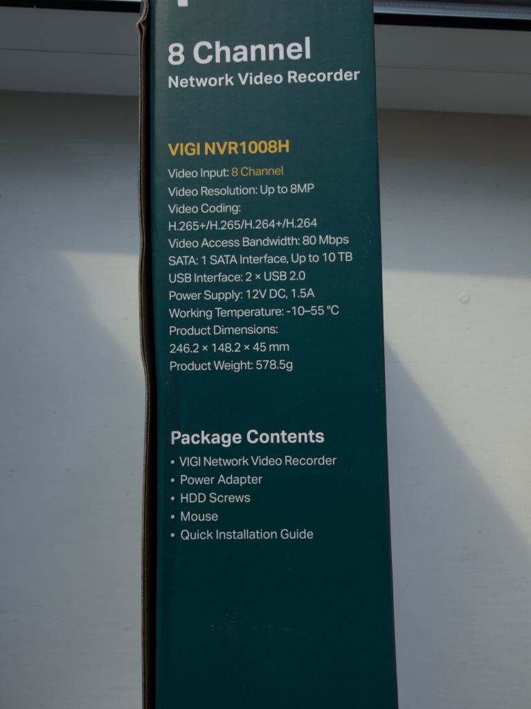 TP-LINK VIGI 8 Channel Network Video Recorder 1080P Full HD VIGI-NVR1008H