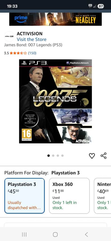 007 Legends PS3 Game – Good Condition