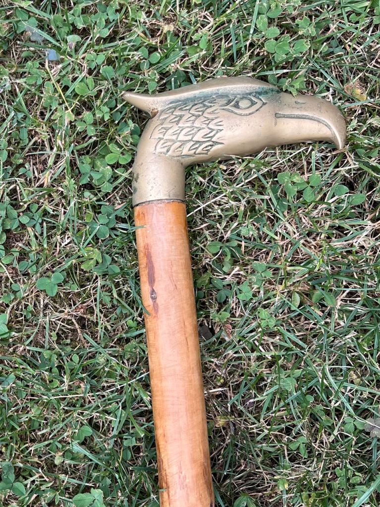 Vintage Wooden Walking Stick with Eagle Head Handle