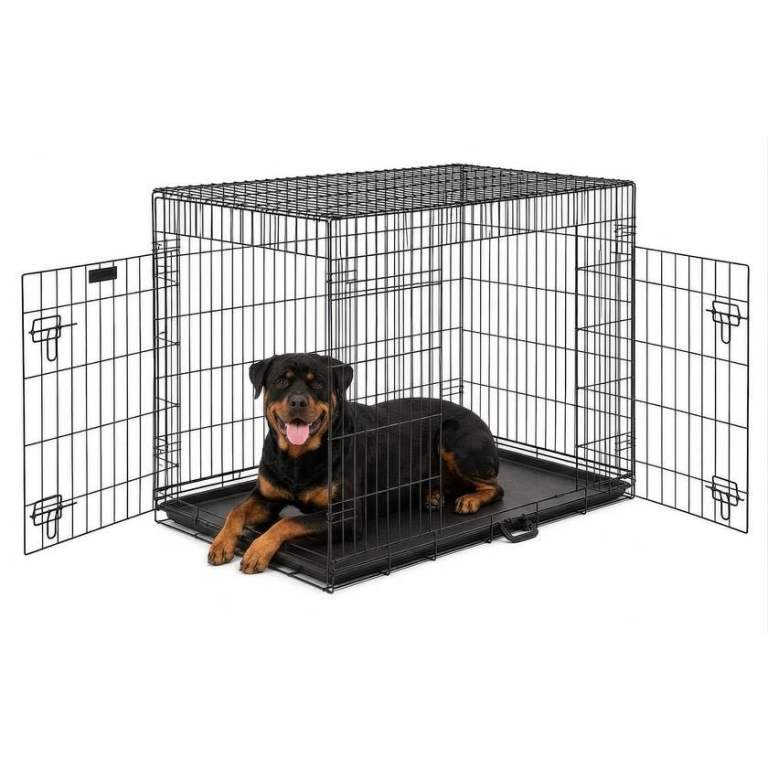 FurDreams 42" Folding Dog Crate for XL Dogs - Heavy-Duty 