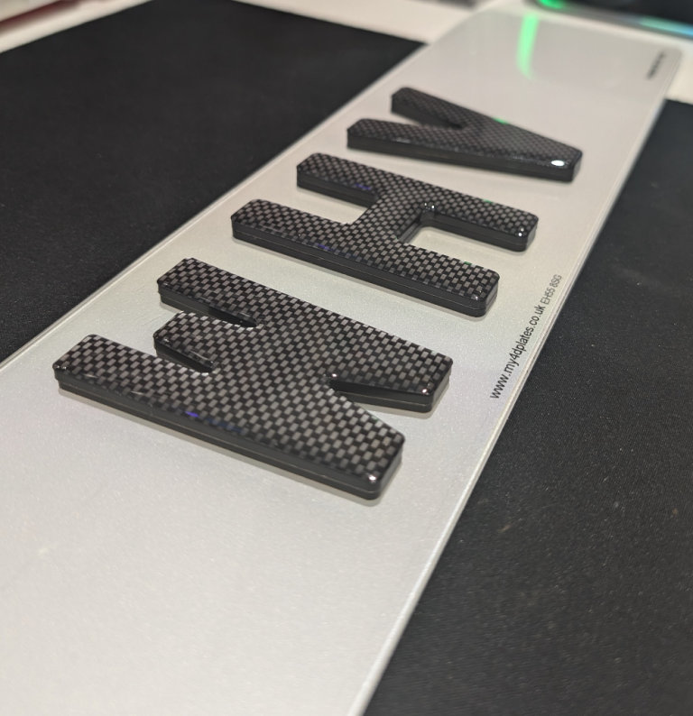 6mm Black 4D Carbon Gel Car Number Plates 