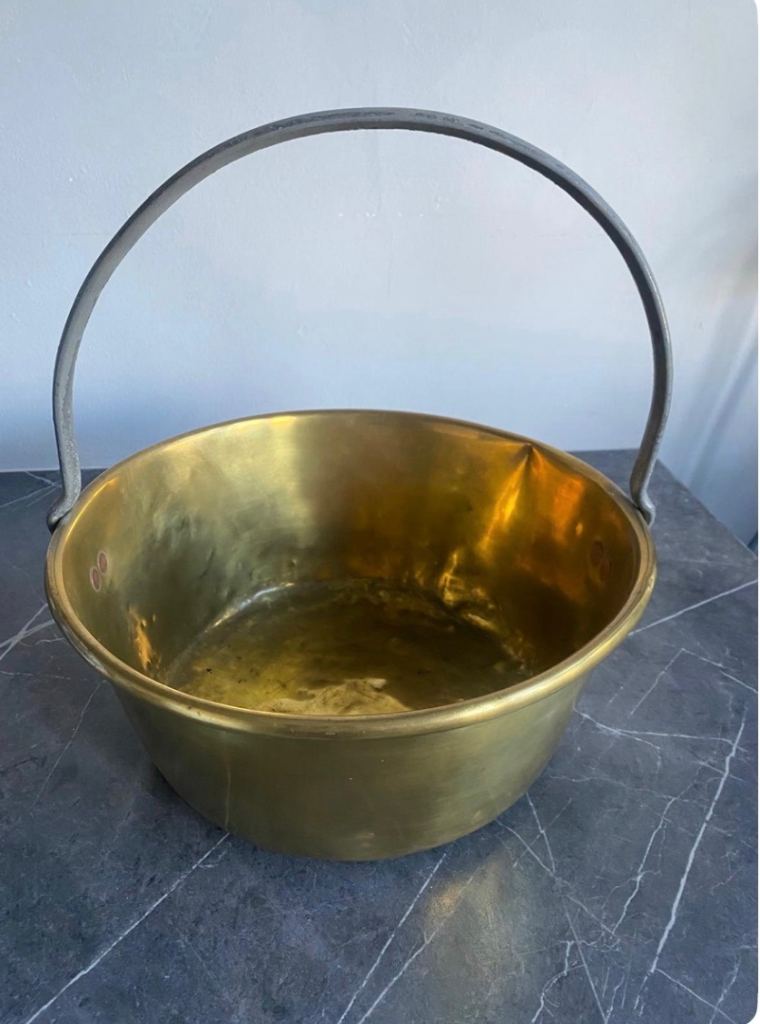 X 2 old antique Brass jam making pots -£100 for both