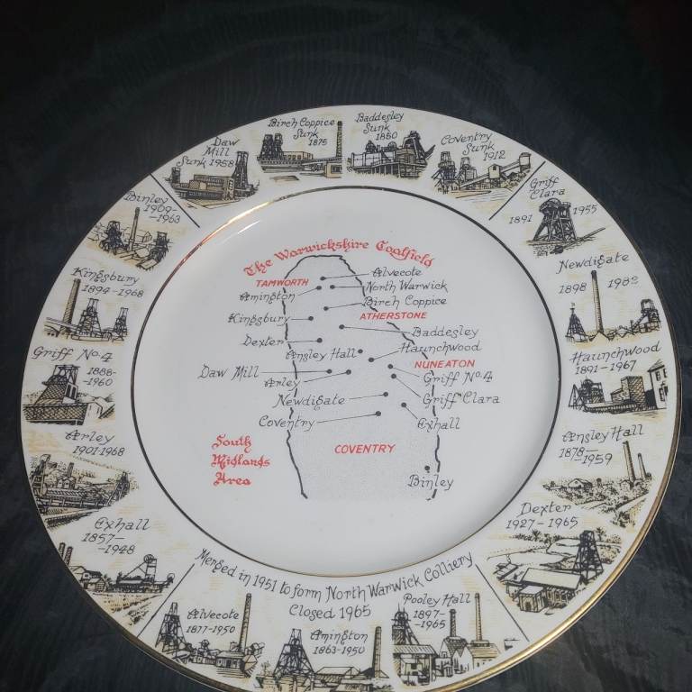 The Warwickshire Coalfields Plate Fine Bone China 27cm i2