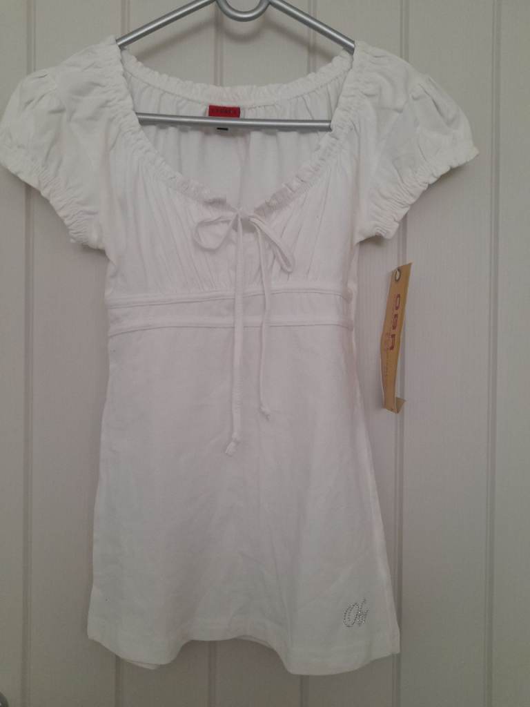 New OBR White Puff Sleeve Slim Fit T-Shirt – Size 34